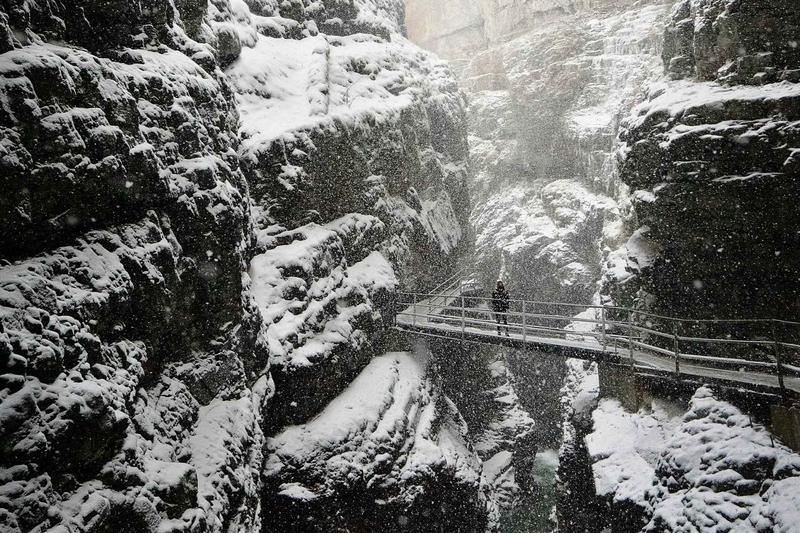 winterlich verschneite Breitachklamm bei Oberstdorf