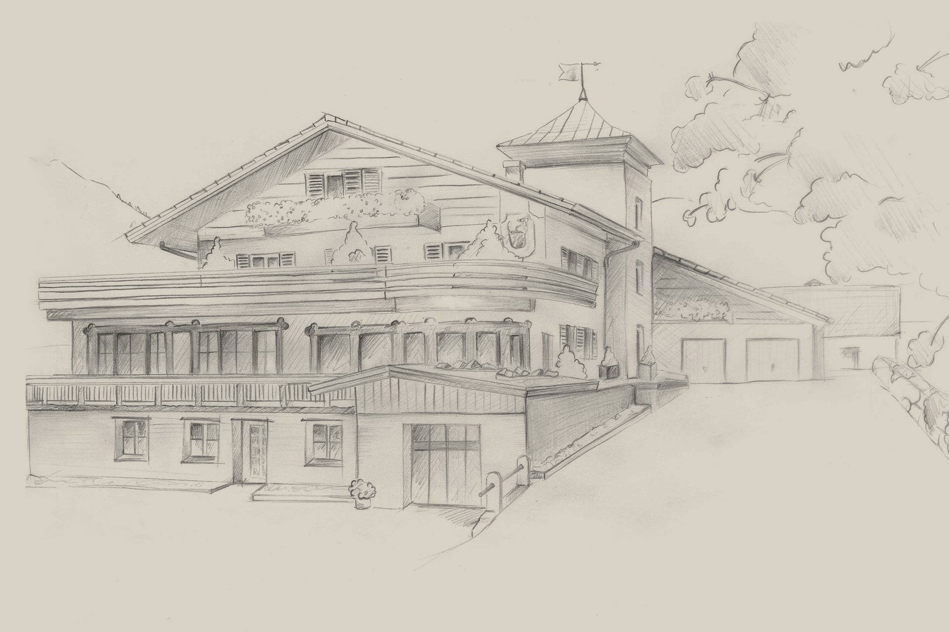 Zeichnung des Hotel Berwangerhof