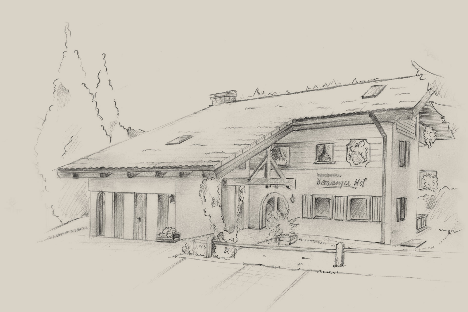 Zeichnung des Hotel Berwangerhof